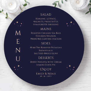 Mystical Rainbow blue Sun Moon Stars Space Wedding Menu