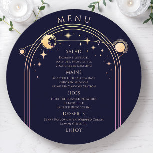 Mystical Rainbow Blue Sun Moon Stars Space Wedding Menu