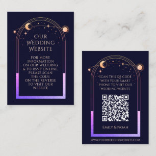 Mystical Rainbow Blue Wedding Website RSVP QR Code Enclosure Card