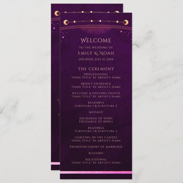 Mystical Rainbow Deep Plum Sun Moon Astronomy Program (Front/Back)