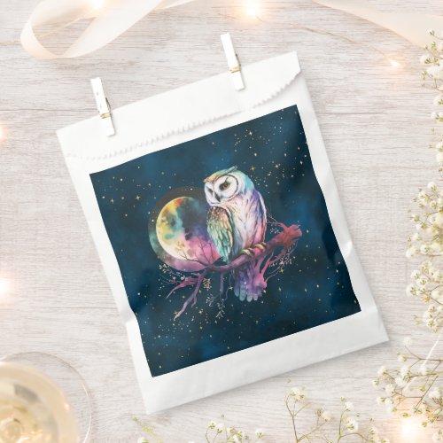 Mystical Rainbow Owl and Full Moon Celestial Favor Bag