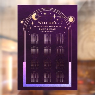 Mystical Rainbow Plum Sun Moon Stars Wedding Window Cling