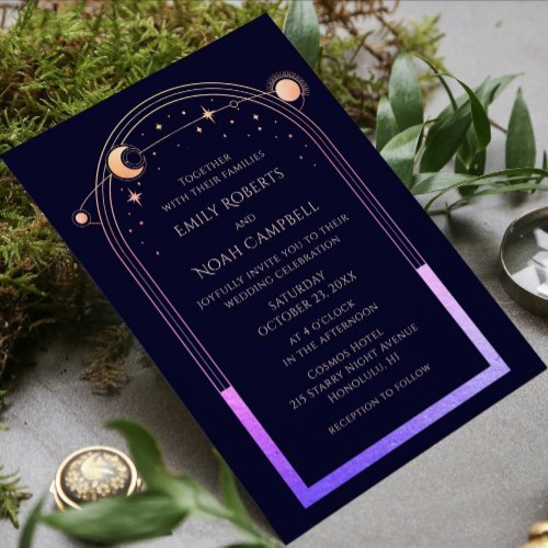 Mystical Rainbow Sun Star Moon Astronomy Space Invitation