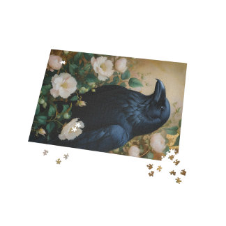 Mystical Raven & Bloom – Enchanted Gothic Art Jigsaw Puzzle