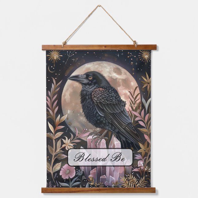 Mystical Raven Crystal Hanging Tapestry (Front)