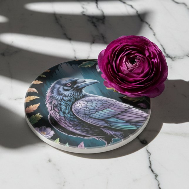Mystical Raven Dark Academia Coaster (Dark Academia raven drink coaster)