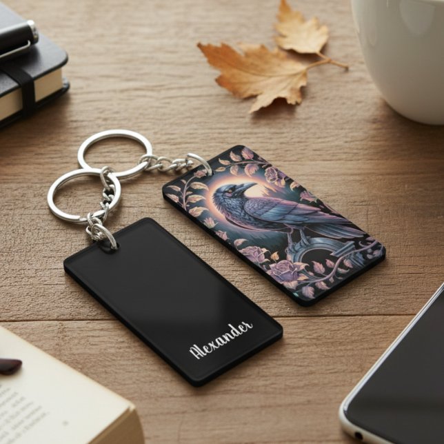 Mystical Raven Dark Academia Gothic Keychain (Gothic Raven keychain)