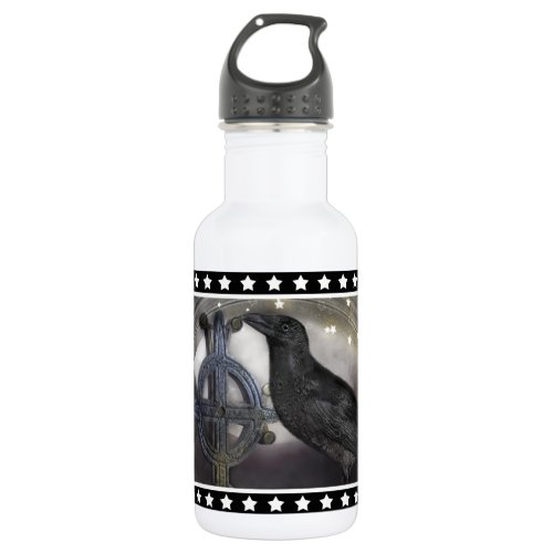 Mystical Raven Enchanting Digital Art Water Bottle