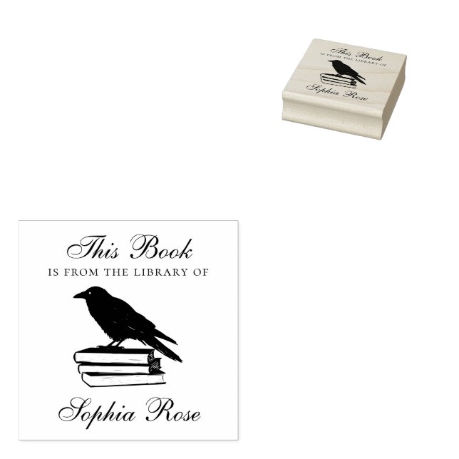 Mystical Raven Fantasy Book Rubber Stamp (Stamped)