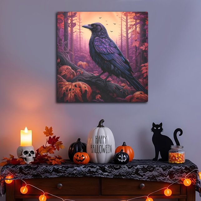 Mystical Raven in Autumn Forest Metal Print (Creator Uploaded)