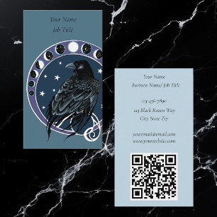 Mystical Raven Moon Phases Celestial Night Sky Business Card