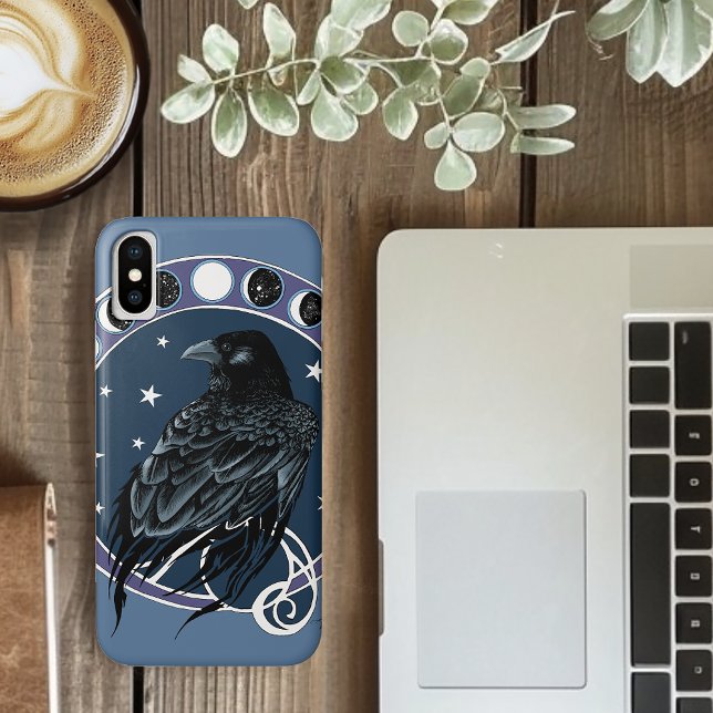Mystical Raven Moon Phases Celestial Night Sky Case-Mate iPhone Case (Creator Uploaded)