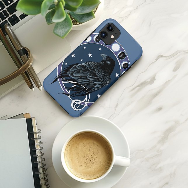 Mystical Raven Moon Phases Celestial Night Sky Case-Mate iPhone Case (Creator Uploaded)