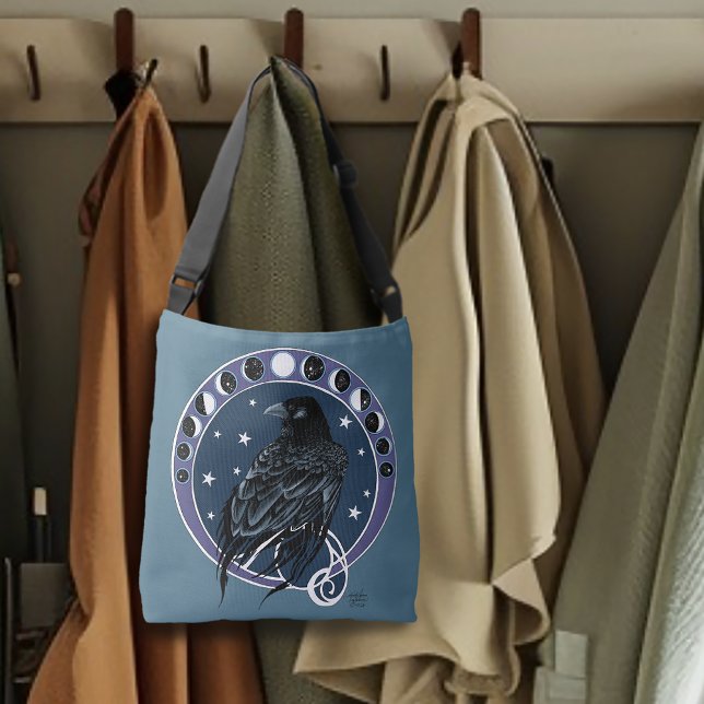 Mystical Raven Moon Phases Celestial Night Sky Crossbody Bag (Creator Uploaded)