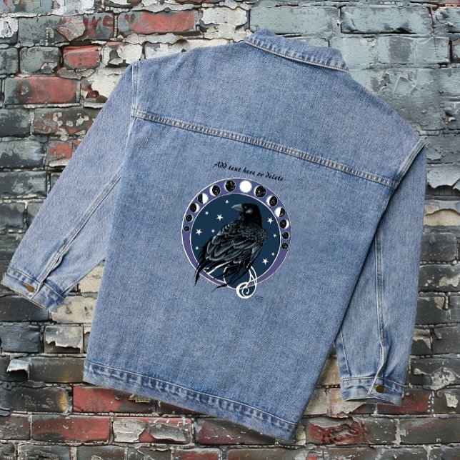 Mystical Raven Moon Phases Celestial Night Sky Denim Jacket (Creator Uploaded)