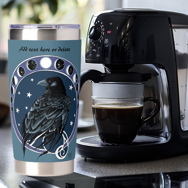Mystical Raven Moon Phases Celestial Night Sky Insulated Tumbler (Creator Uploaded)