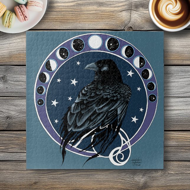 Mystical Raven Moon Phases Celestial Night Sky Jigsaw Puzzle (Creator Uploaded)