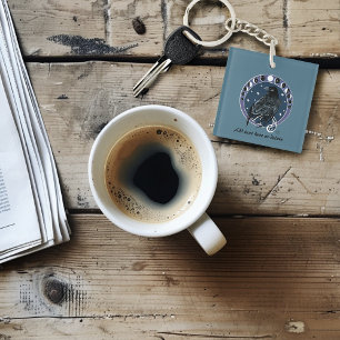 Mystical Raven Moon Phases Celestial Night Sky Keychain