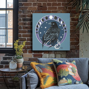 Mystical Raven Moon Phases Celestial Night Sky Metal Print