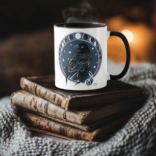 Mystical Raven Moon Phases Celestial Night Sky Mug