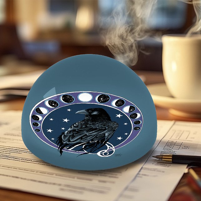 Mystical Raven Moon Phases Celestial Night Sky Paperweight (Creator Uploaded)