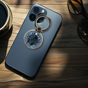 Mystical Raven Moon Phases Celestial Night Sky Phone Ring Stand