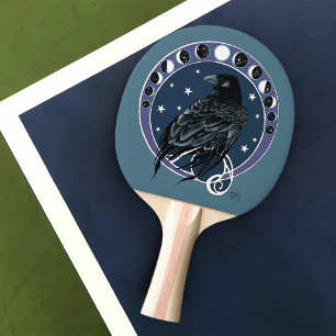 Mystical Raven Moon Phases Celestial Night Sky Ping Pong Paddle