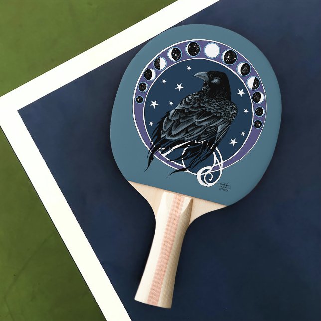 Mystical Raven Moon Phases Celestial Night Sky Ping Pong Paddle (Creator Uploaded)