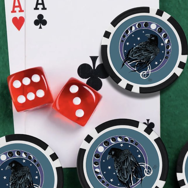 Mystical Raven Moon Phases Celestial Night Sky Poker Chips (Creator Uploaded)