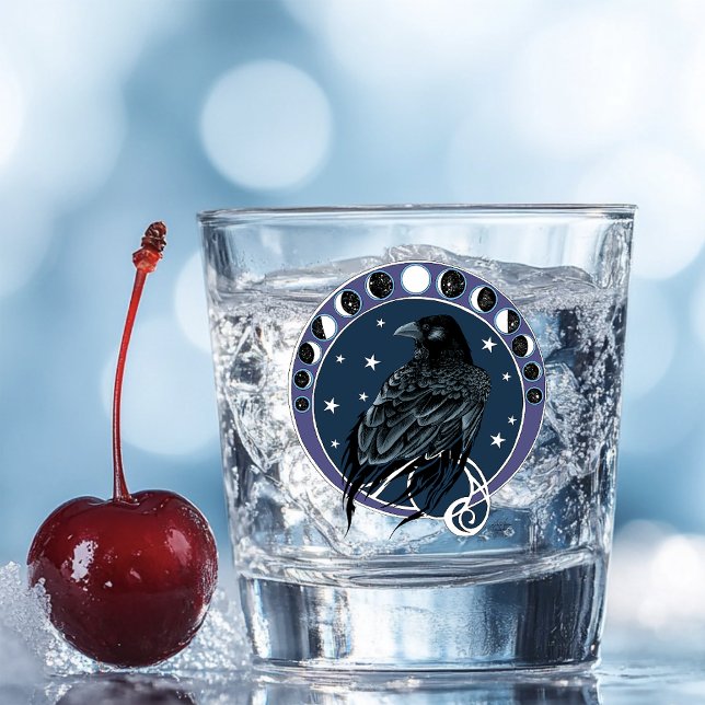 Mystical Raven Moon Phases Celestial Night Sky Shot Glass (Creator Uploaded)