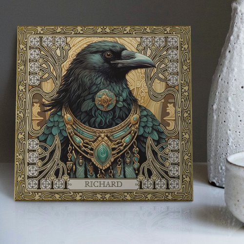 Mystical Raven Spirit Personalized Tribal Ceramic Tile