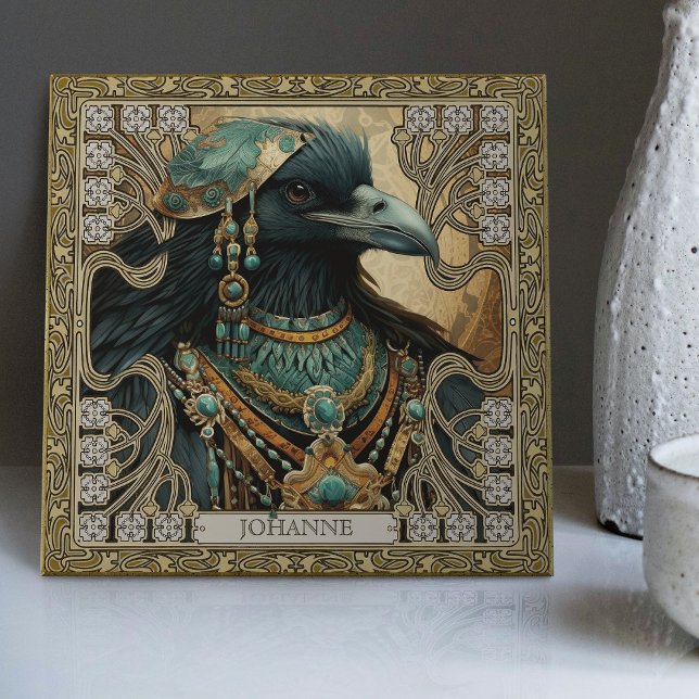 Mystical Raven Spirit Personalized Tribal Ceramic Tile (Creator Uploaded)
