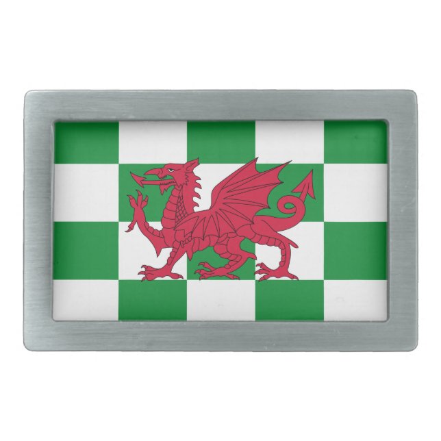Mystical Red Celtic Dragon Flag of Wales Belt Buckle (Front)