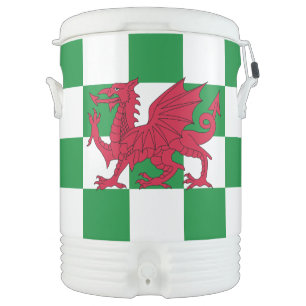 Mystical Red Celtic Dragon Flag of Wales Beverage Cooler