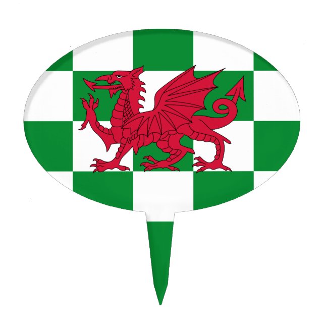 Mystical Red Celtic Dragon Flag of Wales Cake Topper (Front)