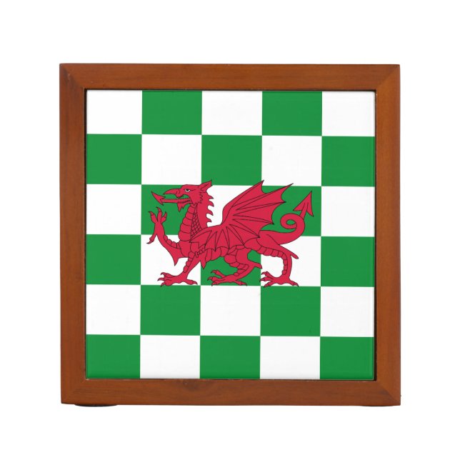 Mystical Red Celtic Dragon Flag of Wales Desk Organizer (Front)