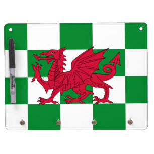 Mystical Red Celtic Dragon Flag of Wales Dry Erase Board With Keychain Holder
