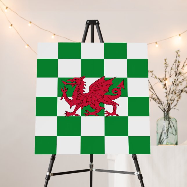 Mystical Red Celtic Dragon Flag of Wales Foam Board (In Situ (Stand))