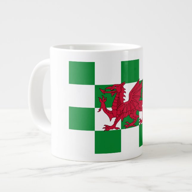 Mystical Red Celtic Dragon Flag of Wales Giant Coffee Mug (Front Left)
