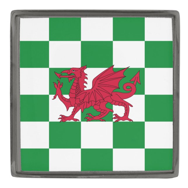 Mystical Red Celtic Dragon Flag of Wales Gunmetal Finish Lapel Pin (Front)