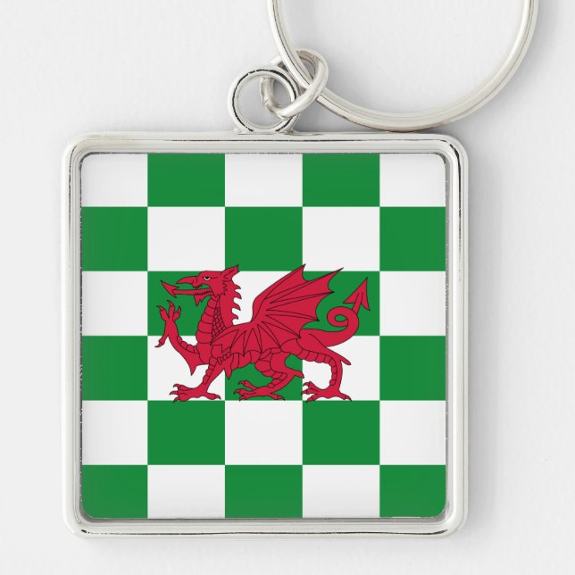 Mystical Red Celtic Dragon Flag of Wales Keychain (Front)