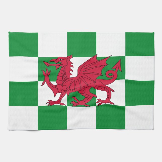 Mystical Red Celtic Dragon Flag of Wales Kitchen Towel (Horizontal)