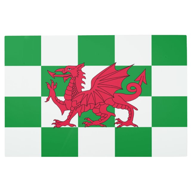 Mystical Red Celtic Dragon Flag of Wales Metal Print (Front)