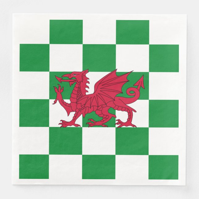 Mystical Red Celtic Dragon Flag of Wales Paper Dinner Napkins (Front)