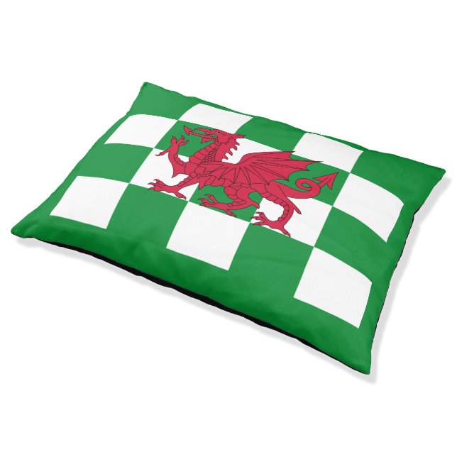 Mystical Red Celtic Dragon Flag of Wales Pet Bed (Angled)