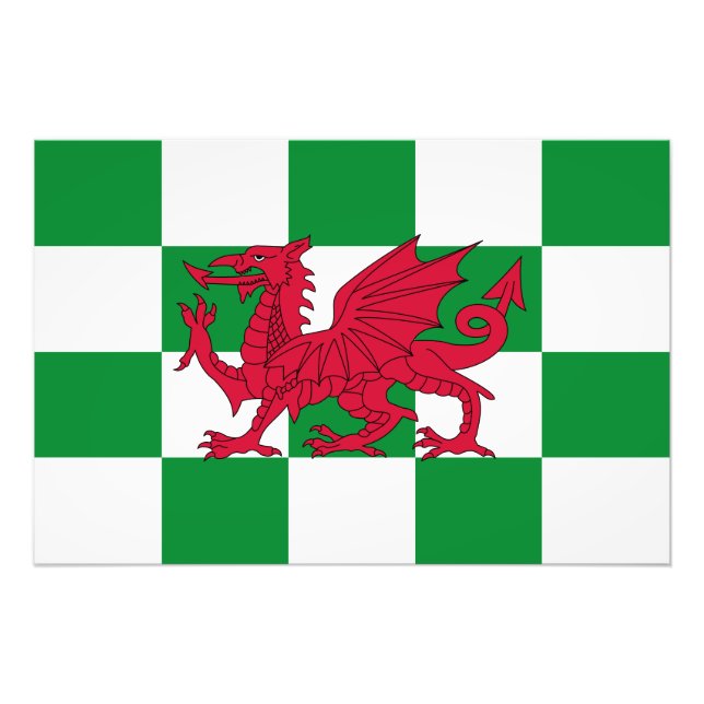 Mystical Red Celtic Dragon Flag of Wales Photo Print (Front)