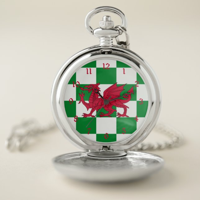 Mystical Red Celtic Dragon Flag of Wales Pocket Watch (Inside)