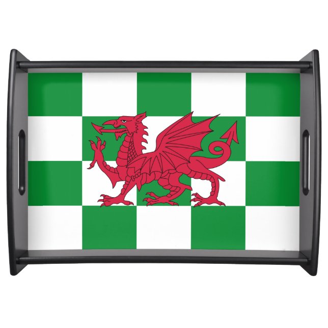 Mystical Red Celtic Dragon Flag of Wales Serving Tray (Front)