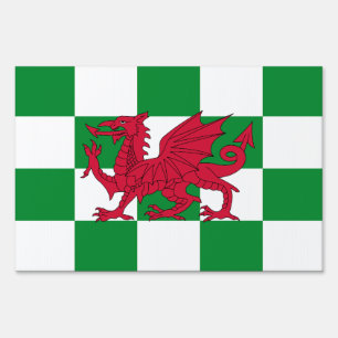 Mystical Red Celtic Dragon Flag of Wales Sign