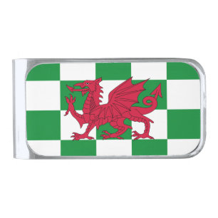Mystical Red Celtic Dragon Flag of Wales Silver Finish Money Clip